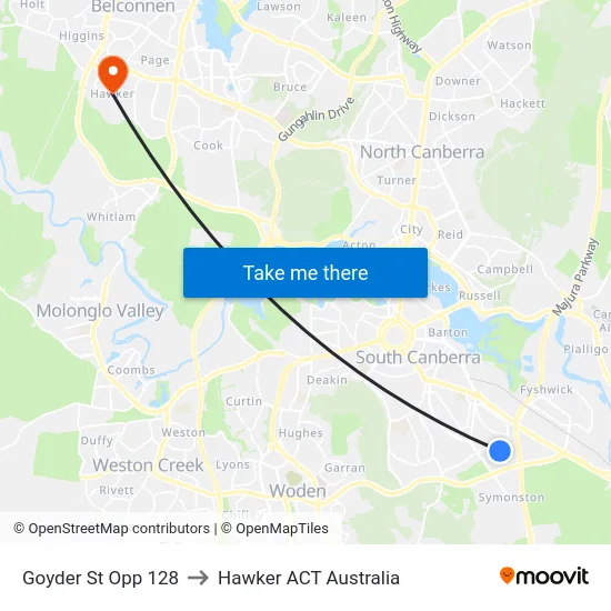 Goyder St Opp 128 to Hawker ACT Australia map