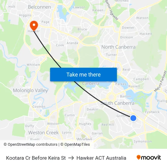 Kootara Cr Before Keira St to Hawker ACT Australia map