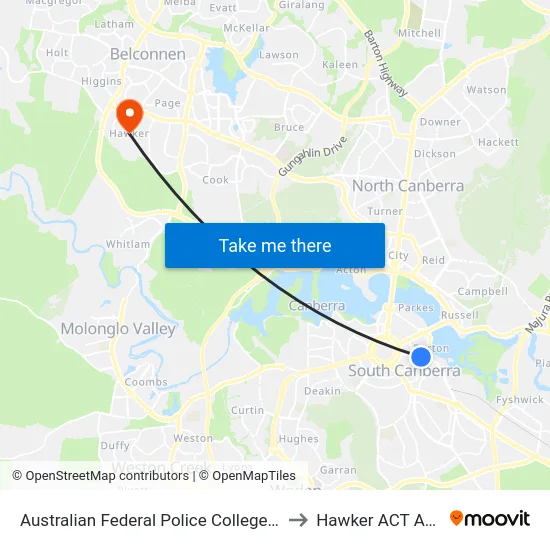 Australian Federal Police College Brisbane Av to Hawker ACT Australia map