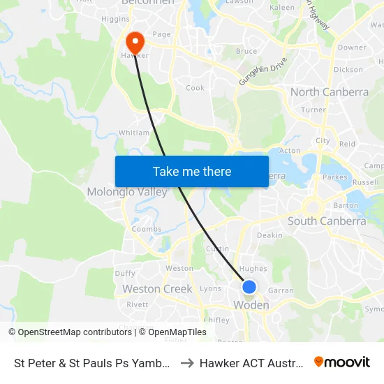 St Peter & St Pauls Ps Yamba Dr to Hawker ACT Australia map