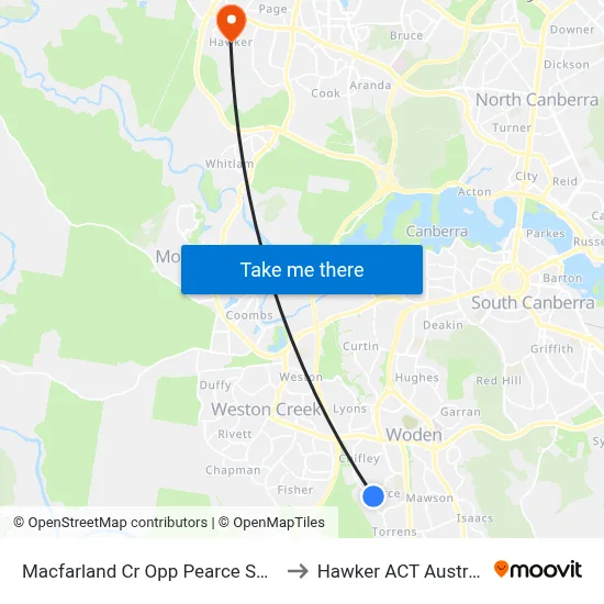 Macfarland Cr Opp Pearce Shops to Hawker ACT Australia map