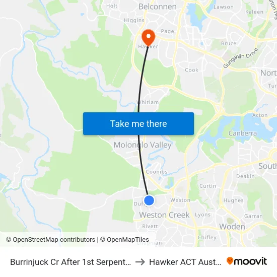 Burrinjuck Cr After 1st Serpentine St to Hawker ACT Australia map