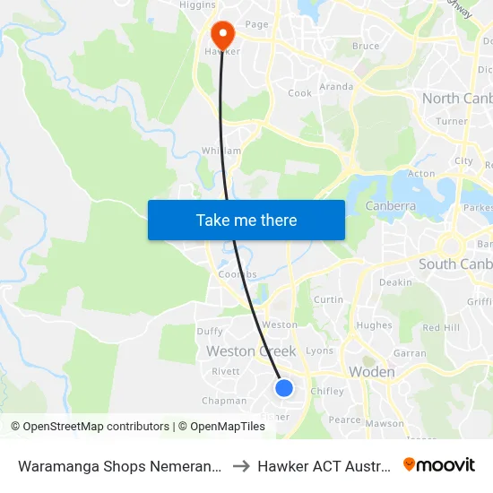 Waramanga Shops Nemerang Cr to Hawker ACT Australia map