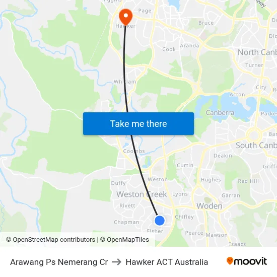 Arawang Ps Nemerang Cr to Hawker ACT Australia map