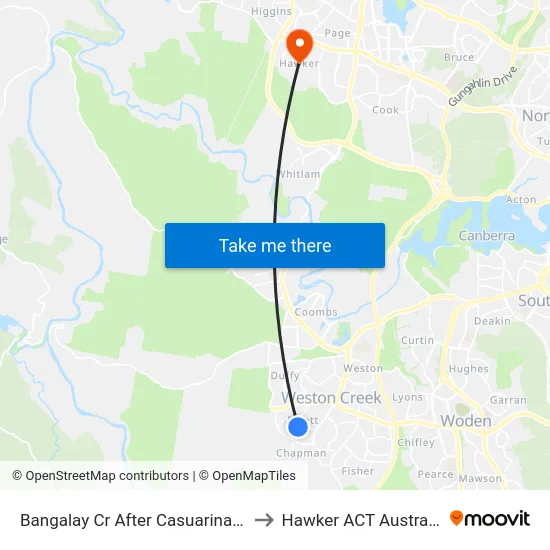 Bangalay Cr After Casuarina St to Hawker ACT Australia map