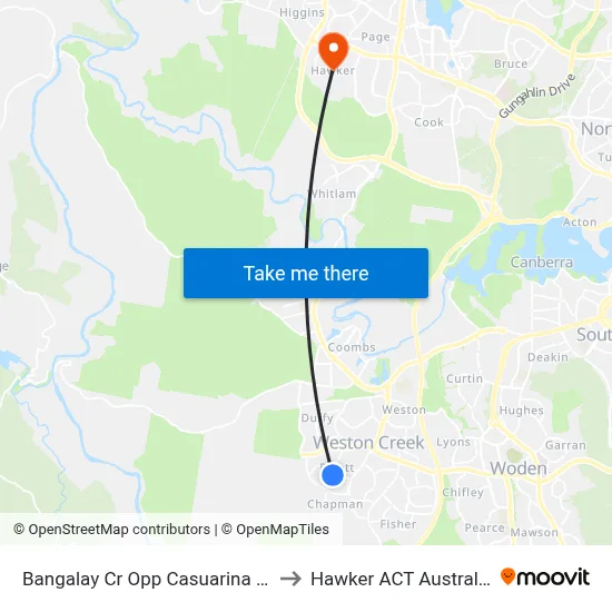 Bangalay Cr Opp Casuarina St to Hawker ACT Australia map