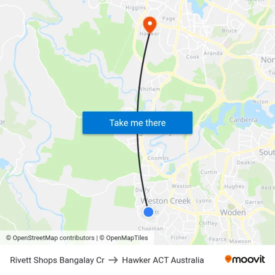 Rivett Shops Bangalay Cr to Hawker ACT Australia map