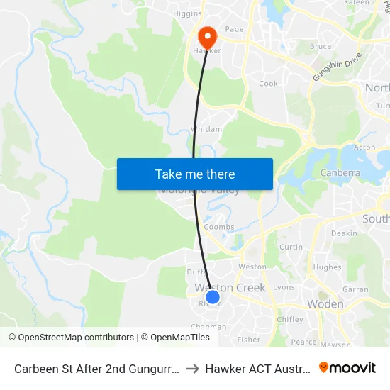 Carbeen St After 2nd Gungurra Cr to Hawker ACT Australia map