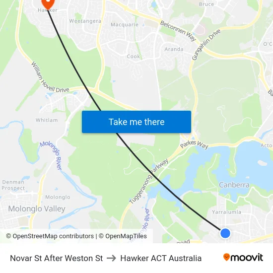 Novar St After Weston St to Hawker ACT Australia map