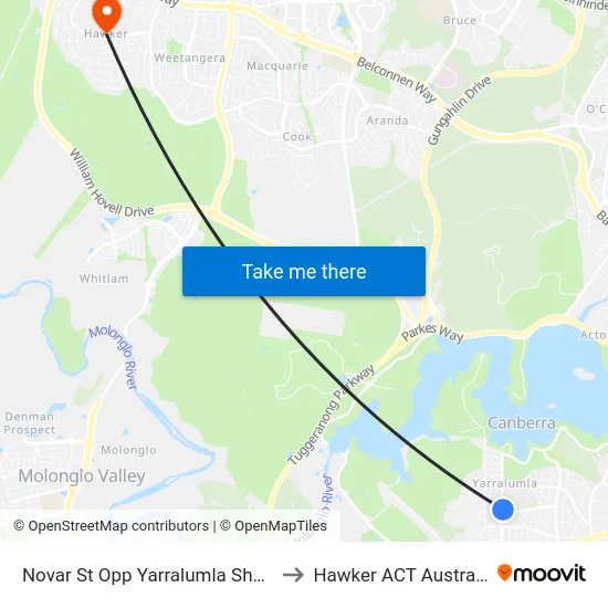 Novar St Opp Yarralumla Shops to Hawker ACT Australia map