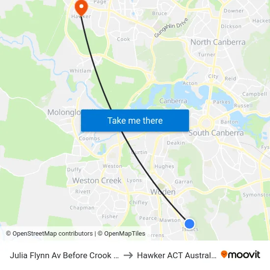 Julia Flynn Av Before Crook Pl to Hawker ACT Australia map