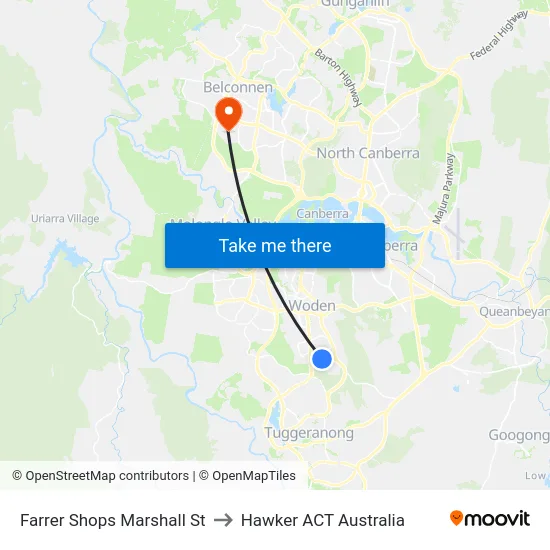 Farrer Shops Marshall St to Hawker ACT Australia map
