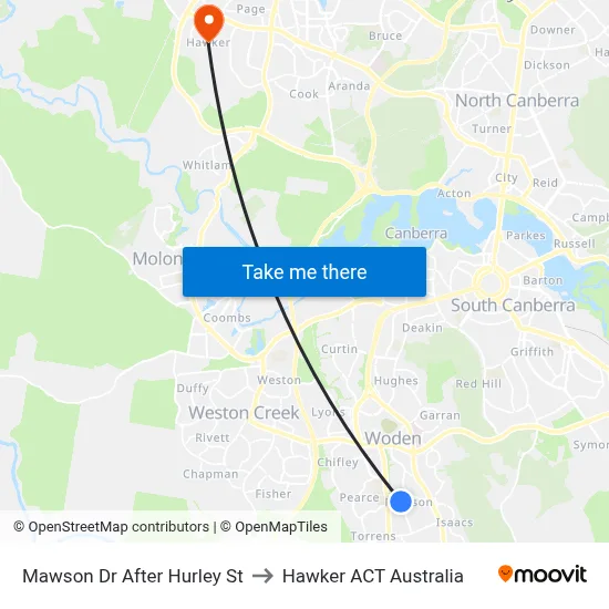 Mawson Dr After Hurley St to Hawker ACT Australia map