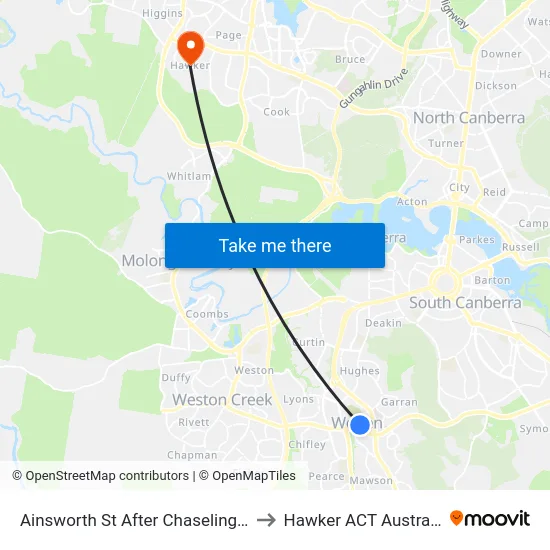 Ainsworth St After Chaseling St to Hawker ACT Australia map