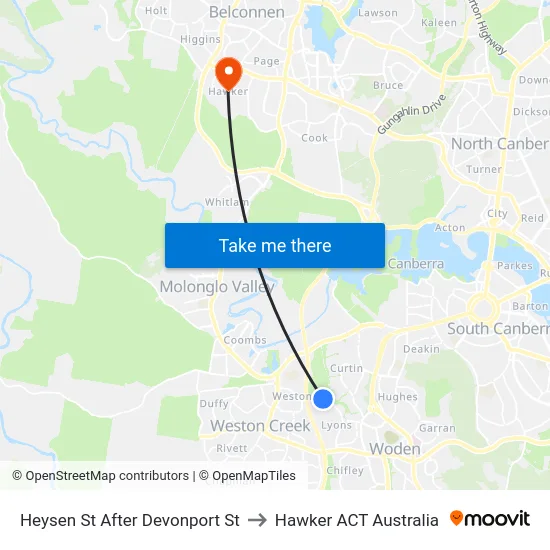 Heysen St After Devonport St to Hawker ACT Australia map