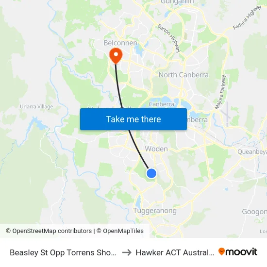 Beasley St Opp Torrens Shops to Hawker ACT Australia map