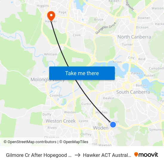 Gilmore Cr After Hopegood Pl to Hawker ACT Australia map