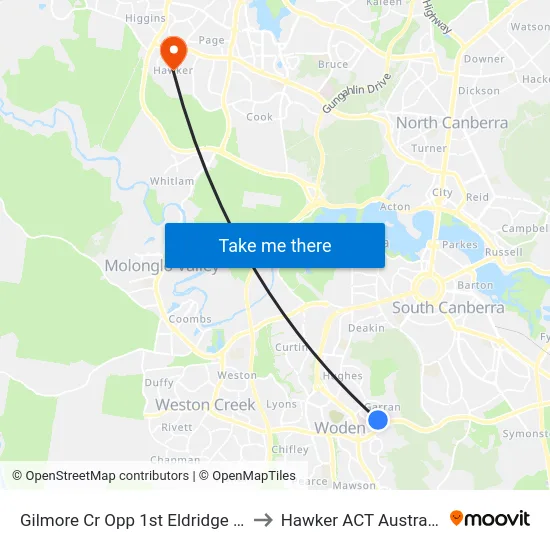 Gilmore Cr Opp 1st Eldridge Cr to Hawker ACT Australia map