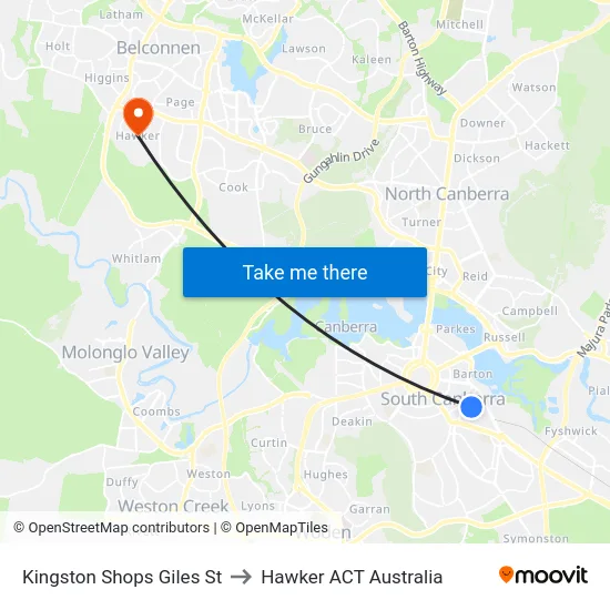 Kingston Shops Giles St to Hawker ACT Australia map
