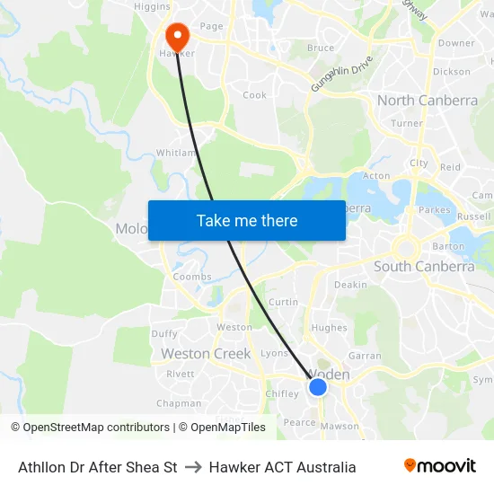 Athllon Dr After Shea St to Hawker ACT Australia map