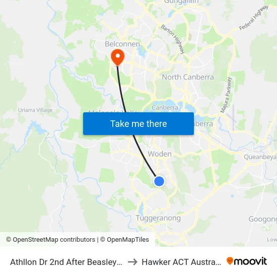 Athllon Dr 2nd After Beasley St to Hawker ACT Australia map