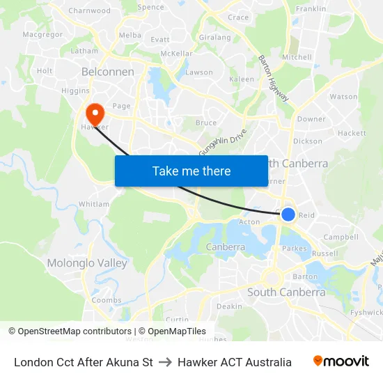 London Cct After Akuna St to Hawker ACT Australia map