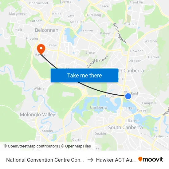 National Convention Centre Constitution Av to Hawker ACT Australia map