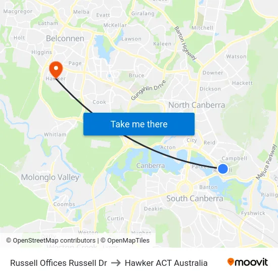 Russell Offices Russell Dr to Hawker ACT Australia map