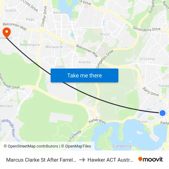 Marcus Clarke St After Farrell Pl to Hawker ACT Australia map
