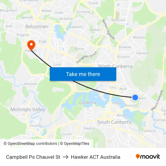 Campbell Ps Chauvel St to Hawker ACT Australia map
