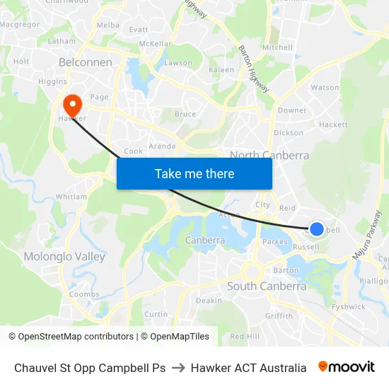 Chauvel St Opp Campbell Ps to Hawker ACT Australia map