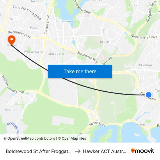 Boldrewood St After Froggatt St to Hawker ACT Australia map