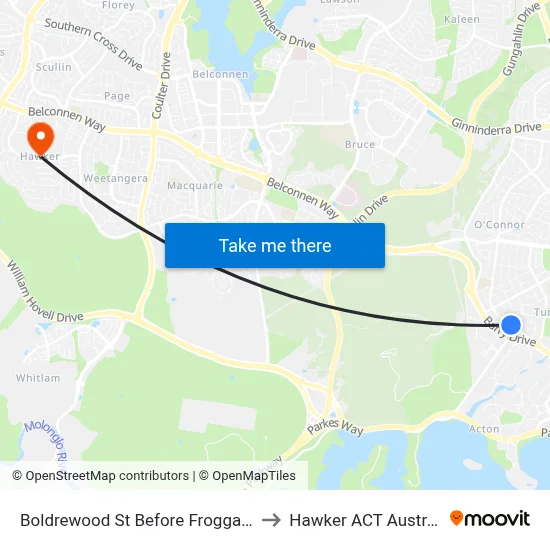 Boldrewood St Before Froggatt St to Hawker ACT Australia map