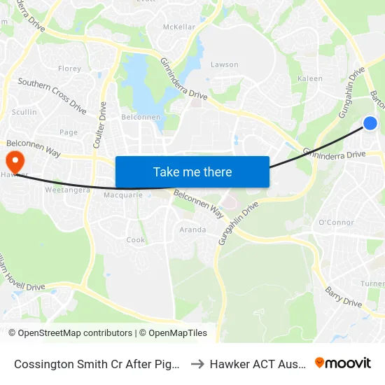 Cossington Smith Cr After Piguenit Cl to Hawker ACT Australia map