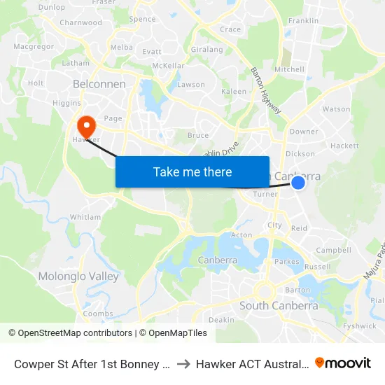 Cowper St After 1st Bonney St to Hawker ACT Australia map