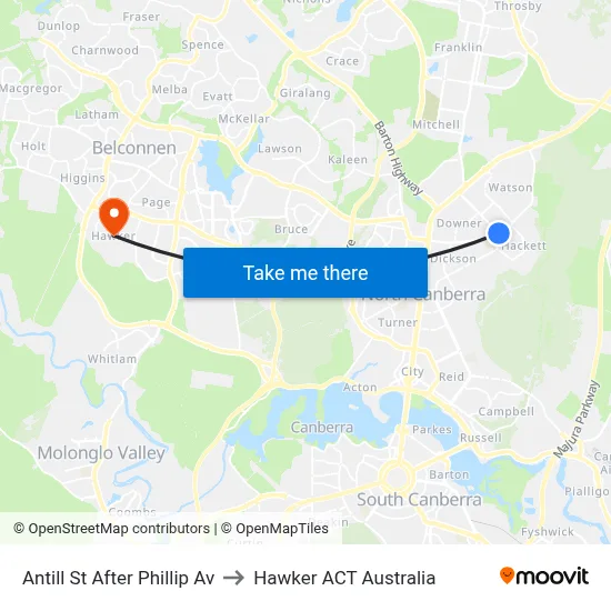Antill St After Phillip Av to Hawker ACT Australia map