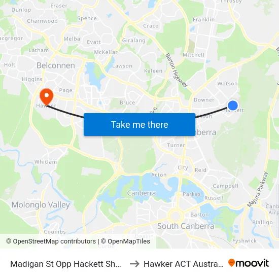 Madigan St Opp Hackett Shops to Hawker ACT Australia map