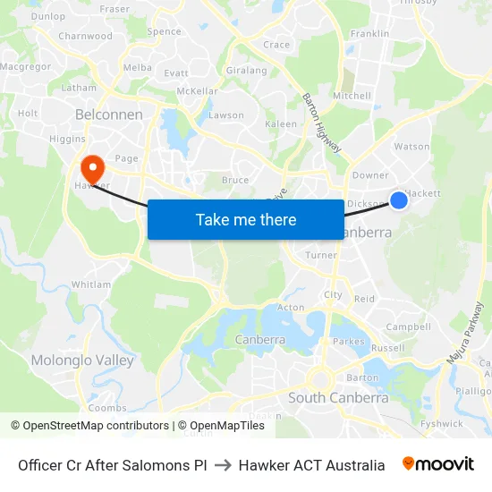 Officer Cr After Salomons Pl to Hawker ACT Australia map
