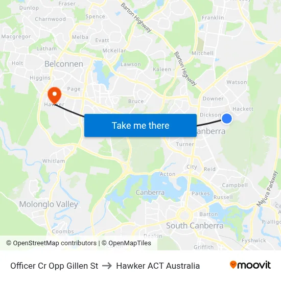 Officer Cr Opp Gillen St to Hawker ACT Australia map