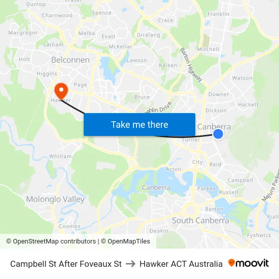 Campbell St After Foveaux St to Hawker ACT Australia map