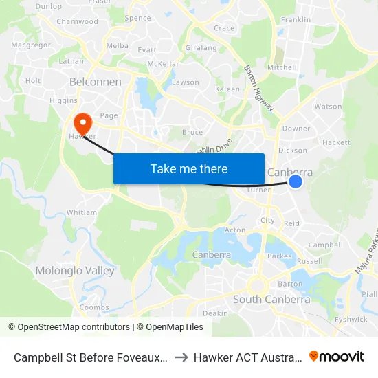 Campbell St Before Foveaux St to Hawker ACT Australia map