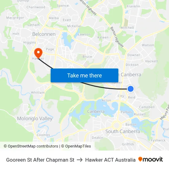 Gooreen St After Chapman St to Hawker ACT Australia map