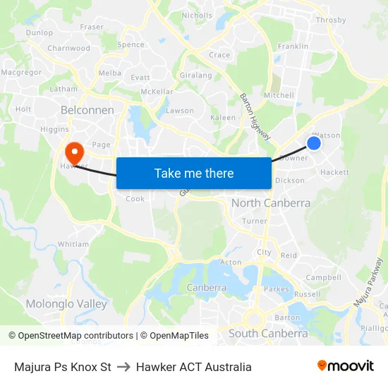 Majura Ps Knox St to Hawker ACT Australia map