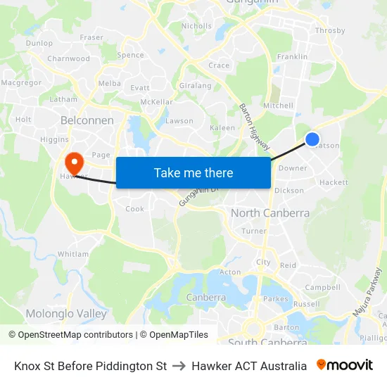 Knox St Before Piddington St to Hawker ACT Australia map
