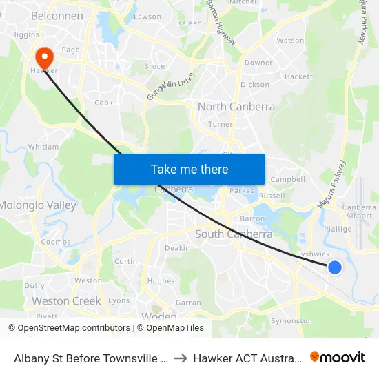 Albany St Before Townsville St to Hawker ACT Australia map