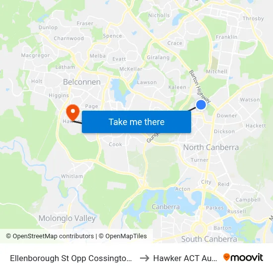 Ellenborough St Opp Cossington Smith St to Hawker ACT Australia map