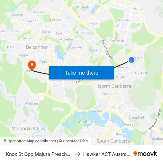 Knox St Opp Majura Preschool to Hawker ACT Australia map