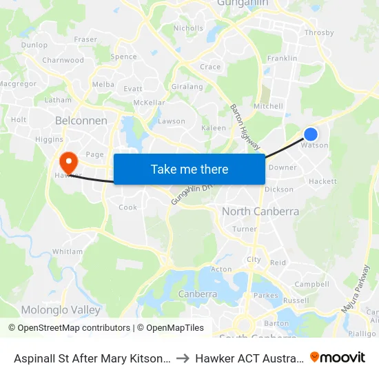 Aspinall St After Mary Kitson St to Hawker ACT Australia map
