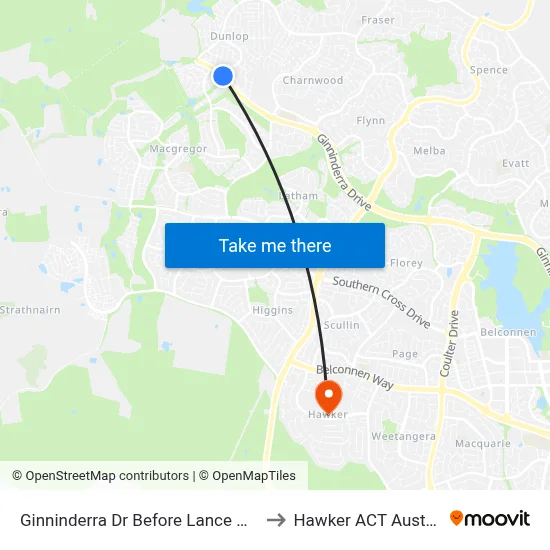 Ginninderra Dr Before Lance Hill Av to Hawker ACT Australia map