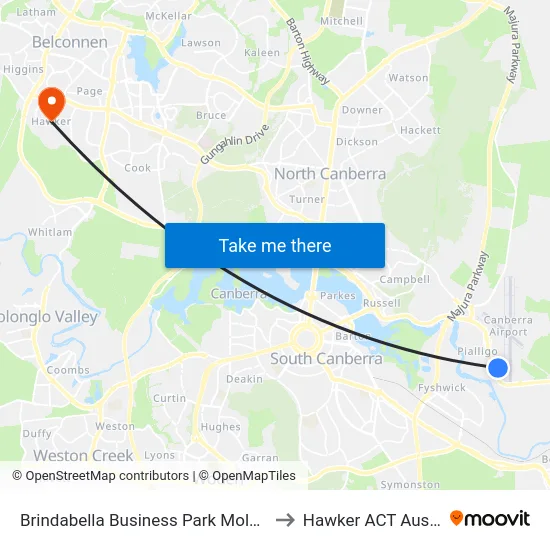 Brindabella Business Park Molonglo Dr to Hawker ACT Australia map